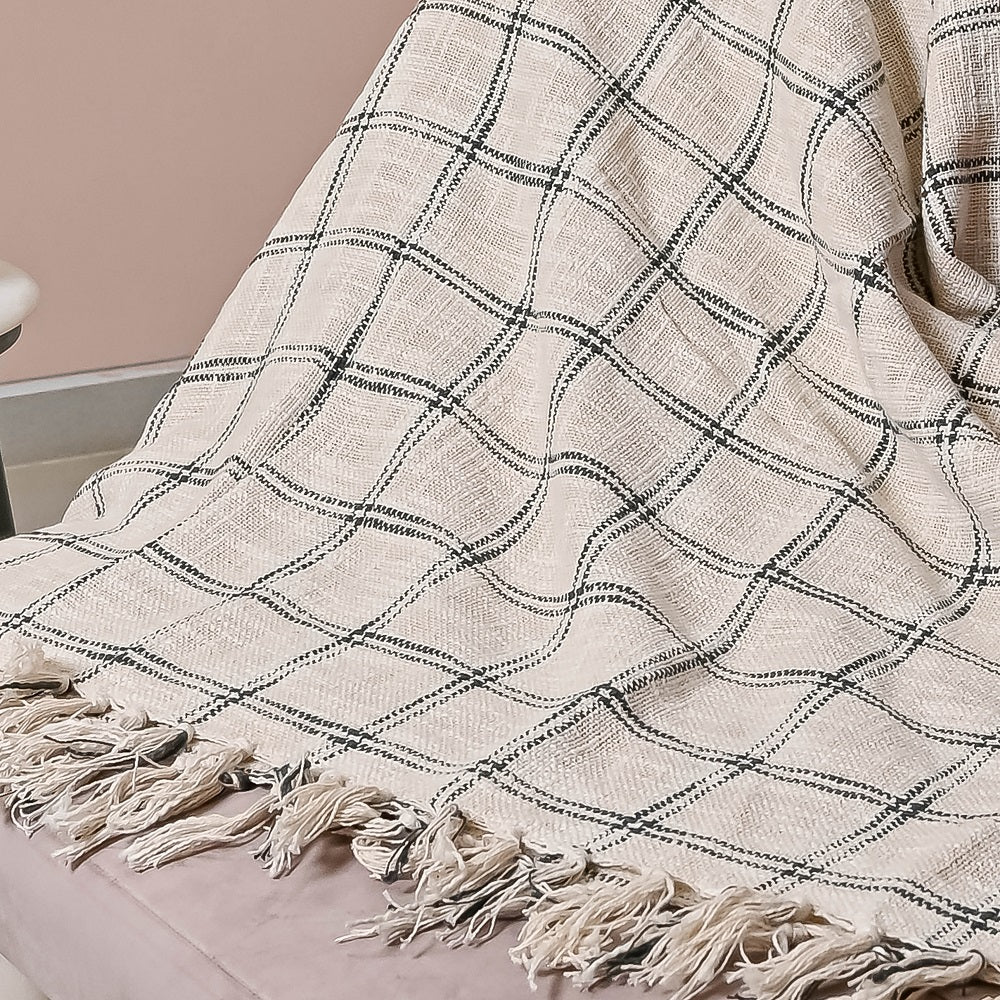 Black Cotton Boho chic Throw
