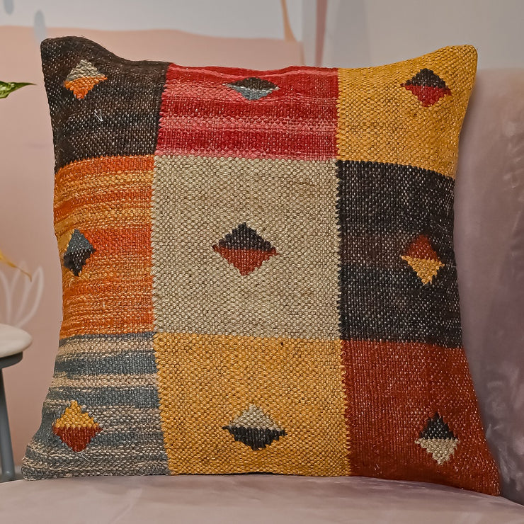 Multi-color Hand-made Jute Cushion Cover