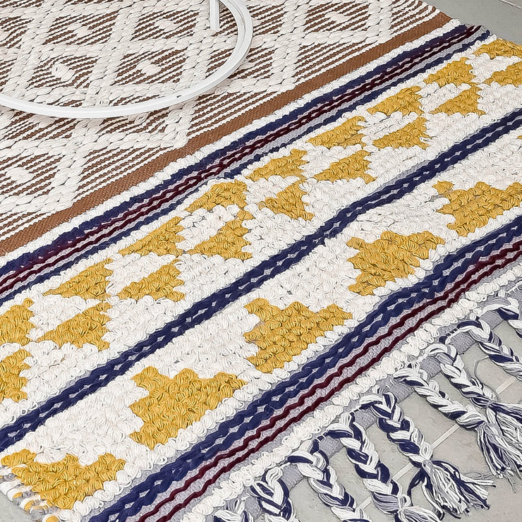 Hand-weaved 100% Cotton woven  Multi-color  Rug