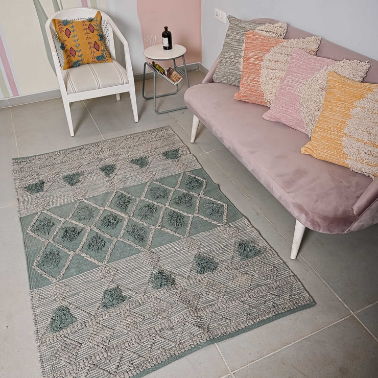 Hand-weaved 100% Cotton Multi-color Rug