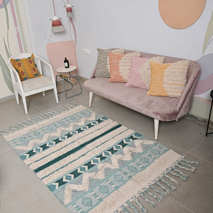 Hand-weaved 100% Cotton Multi-color  Rug