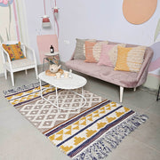 Hand-weaved 100% Cotton woven  Multi-color  Rug