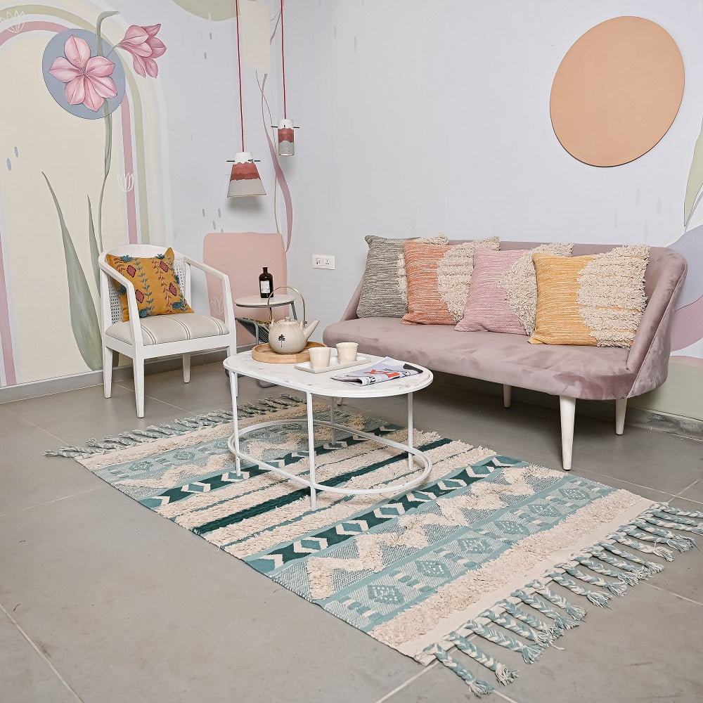 Hand-weaved 100% Cotton Multi-color  Rug