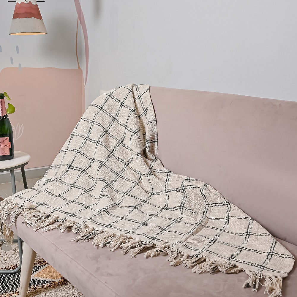 Black Cotton Boho chic Throw