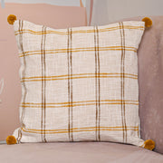 Handloom Pure Cotton Cushion Cover with pompom