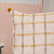 Handloom Pure Cotton Cushion Cover with pompom