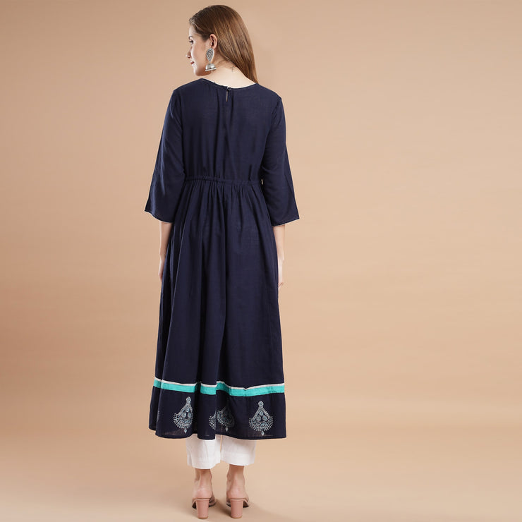 RANGDEEP NAVY BLUE COTTON WOMEN'S ANARKALI KURTA