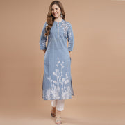 RANGDEEP BLUE RAYON WOMEN'S STRAIGHT KURTA