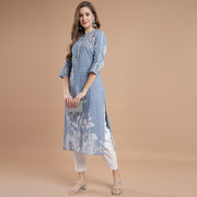 RANGDEEP BLUE RAYON WOMEN'S STRAIGHT KURTA