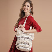 Ivory Black Hand Woven Tote Bag