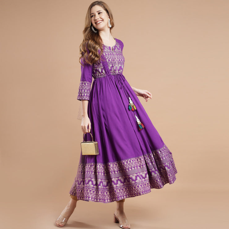 RANGDEEP PURPLE RAYON WOMEN'S ANARKALI KURTA