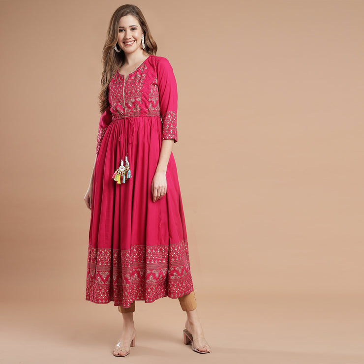 RANGDEEP MAROON RAYON WOMEN'S ANARKALI KURTA