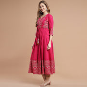 RANGDEEP MAROON RAYON WOMEN'S ANARKALI KURTA