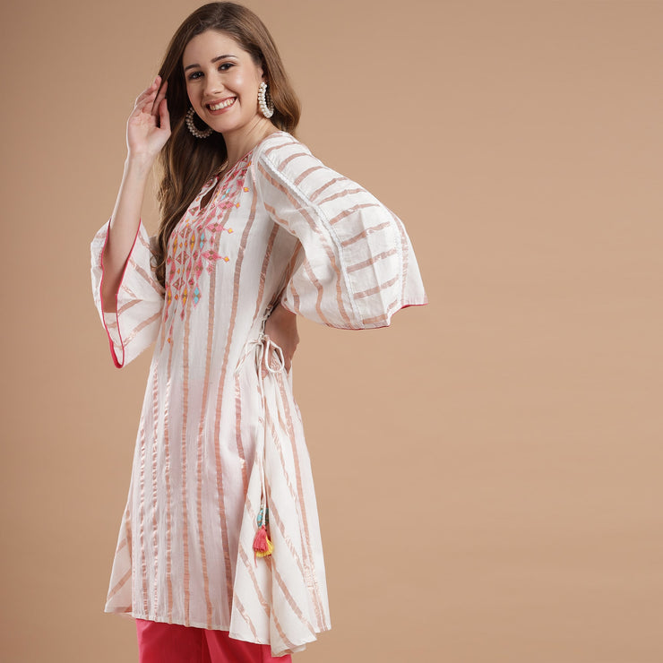 RANGDEEP WHITE LUREX WOMEN'S STRAIGHT KURTA