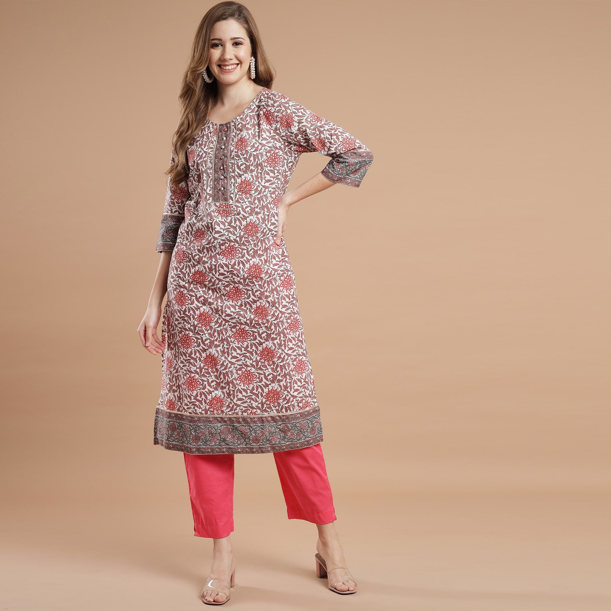 RANGDEEP FLORAL PRINT RAYON WOMEN'S STRAIGHT KURTA
