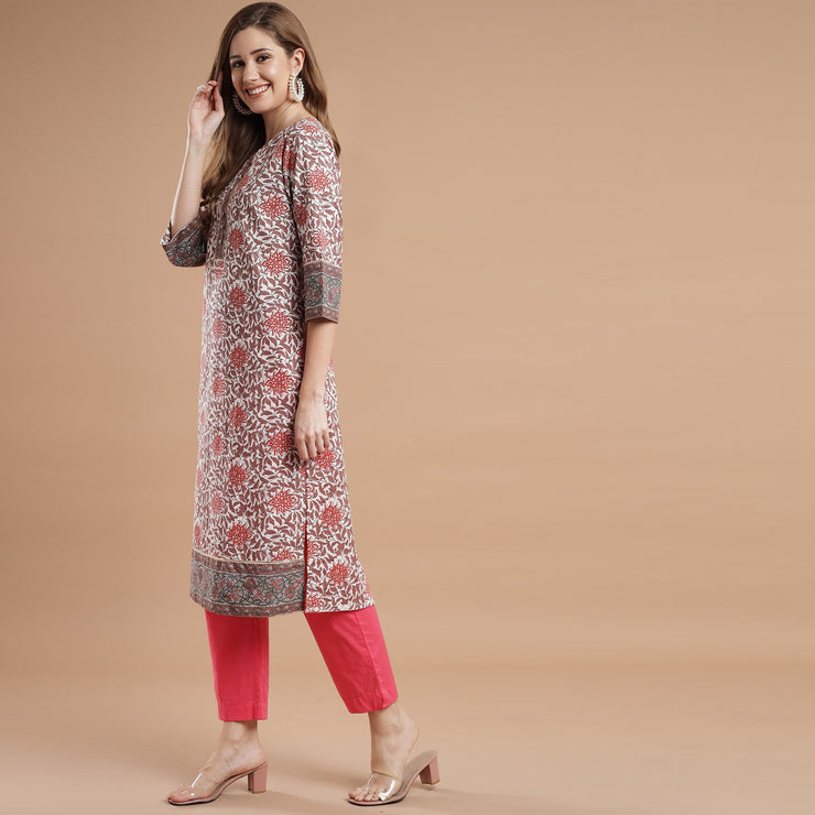 RANGDEEP FLORAL PRINT RAYON WOMEN'S STRAIGHT KURTA