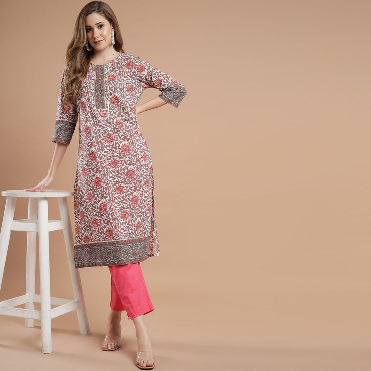 RANGDEEP FLORAL PRINT RAYON WOMEN'S STRAIGHT KURTA