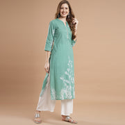 RANGDEEP GREEN COTTON WOMEN'S STRAIGHT KURTA