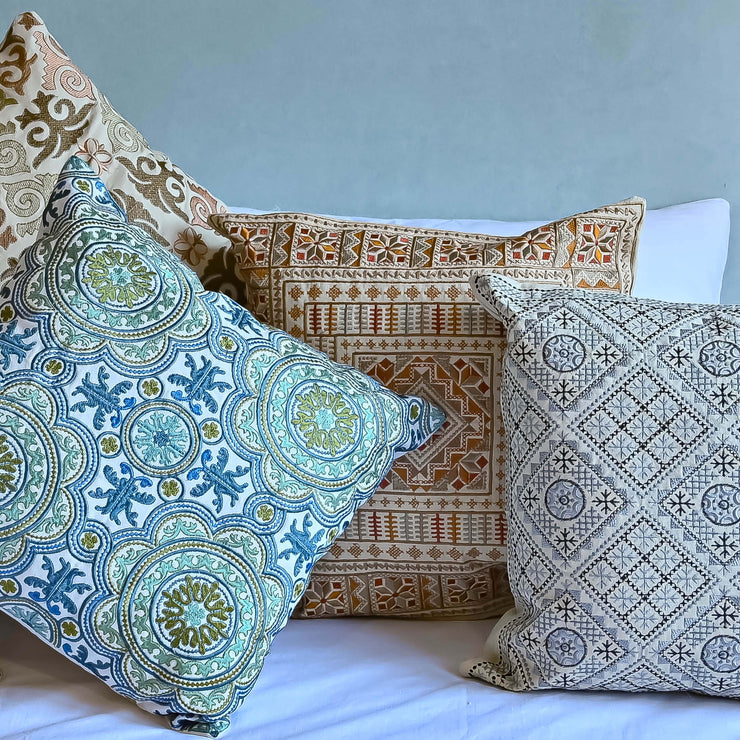 Hand-made Cotton Embroidered Cushion Cover (set of 5)