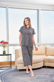 Black check Printed Lounge set
