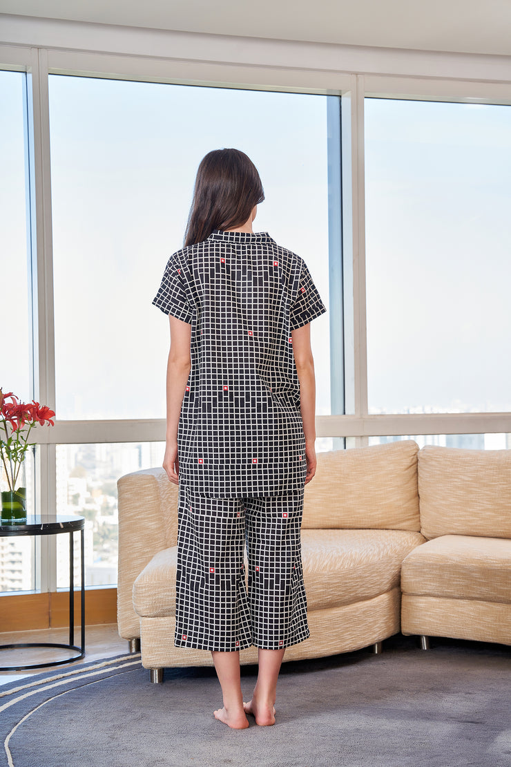 Black check Printed Lounge set