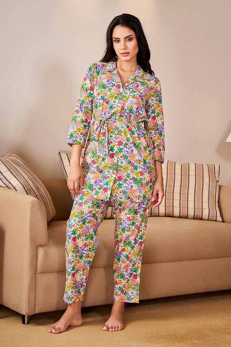 MULTI COLOUR TIE-UP  Night Suit Set