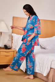 Blue LOOSE FIT Night Suit Set