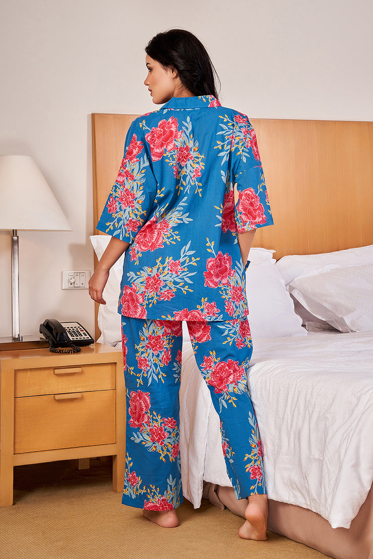 Blue LOOSE FIT Night Suit Set