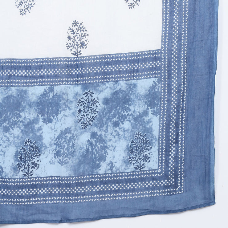 Rang Deep Blue  Print Cotton Set of Kurti With Plazzo & Dupatta