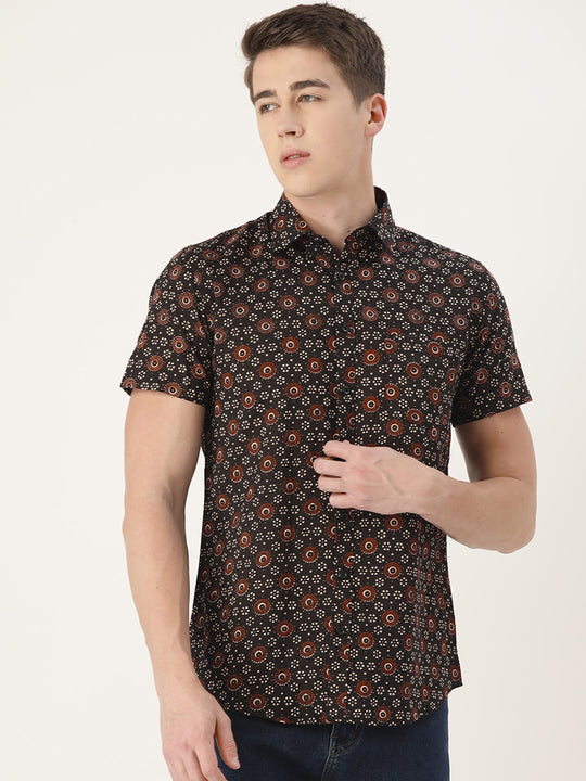 Black Cotton Printed Shirt
