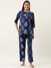 Indigo Printed Night Suit Set
