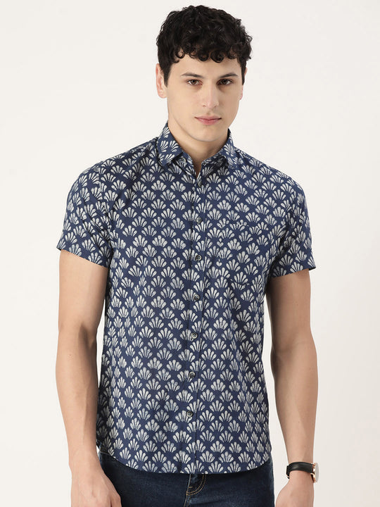 Sanskruti Home Blue Cotton Printed Shirt
