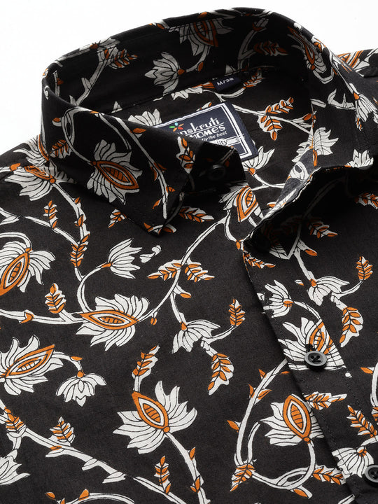 Black Cotton Printed Shirt