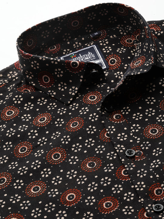 Black Cotton Printed Shirt