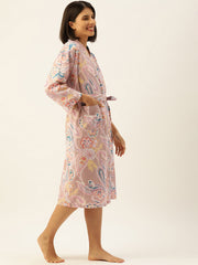 PAISLEY Hand printed Pure Cotton kimono robe