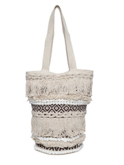 Ivory Black Hand Woven Tote Bag
