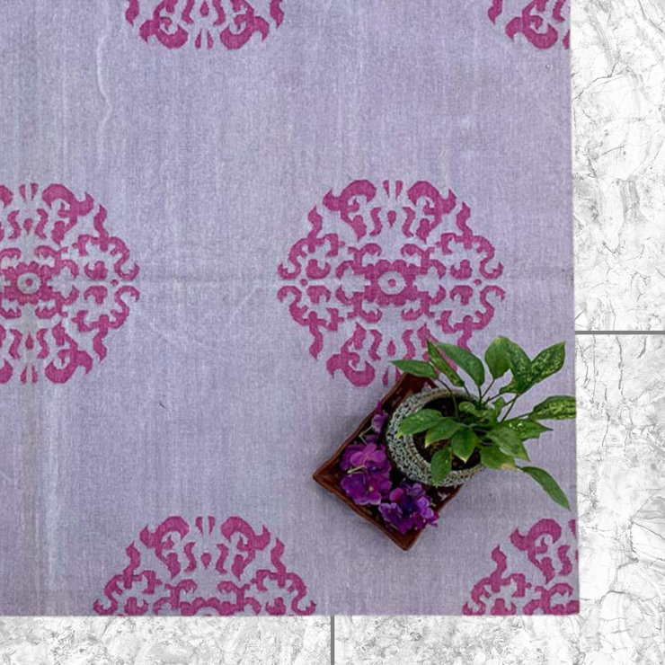 Hand-weaved Pure Cotton Pastel Purple Dhurrie