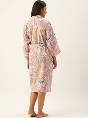 PAISLEY Hand printed Pure Cotton kimono robe