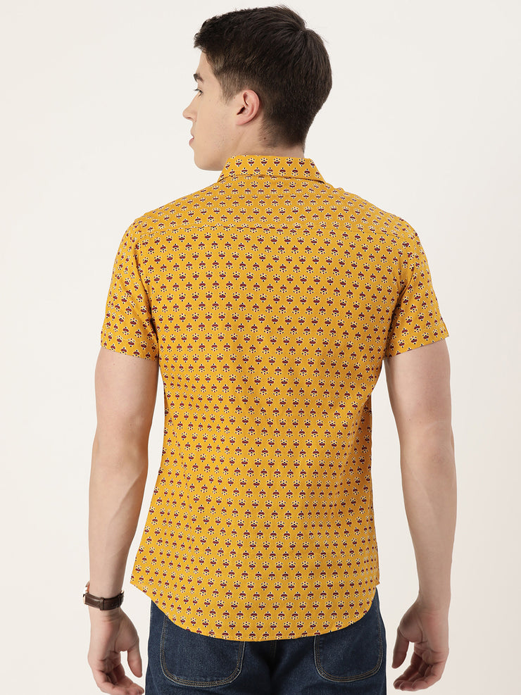 Yellow Cotton Printed Shirt