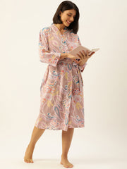 PAISLEY Hand printed Pure Cotton kimono robe