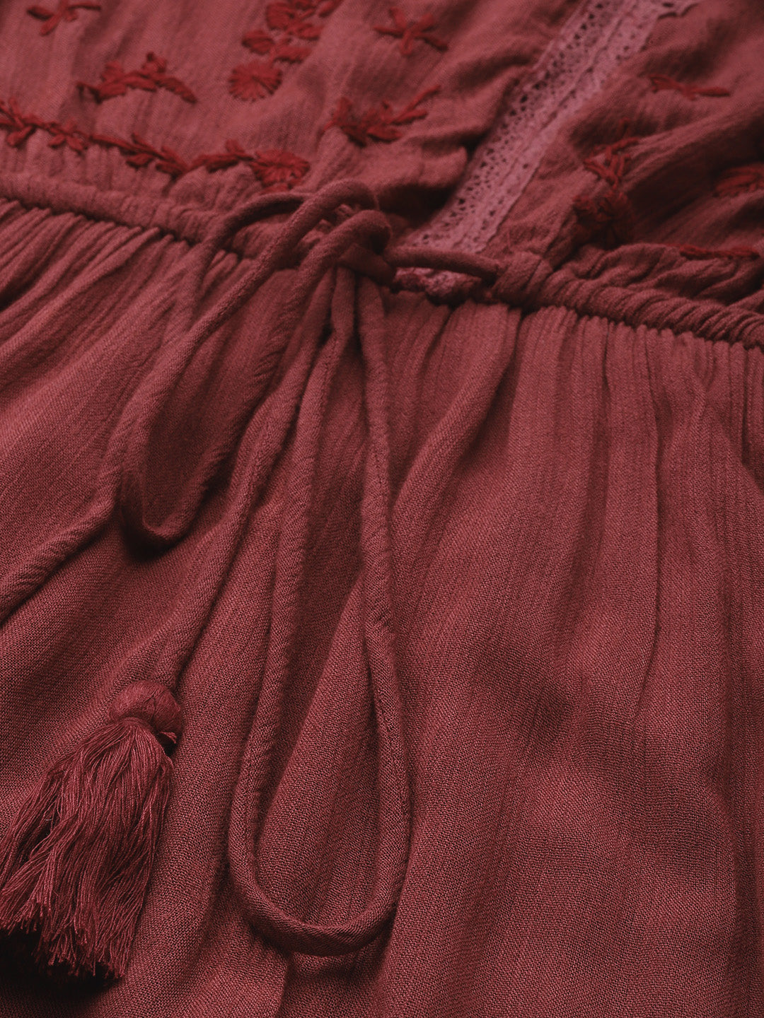 Maroon Fit & Flare Maxi Dress