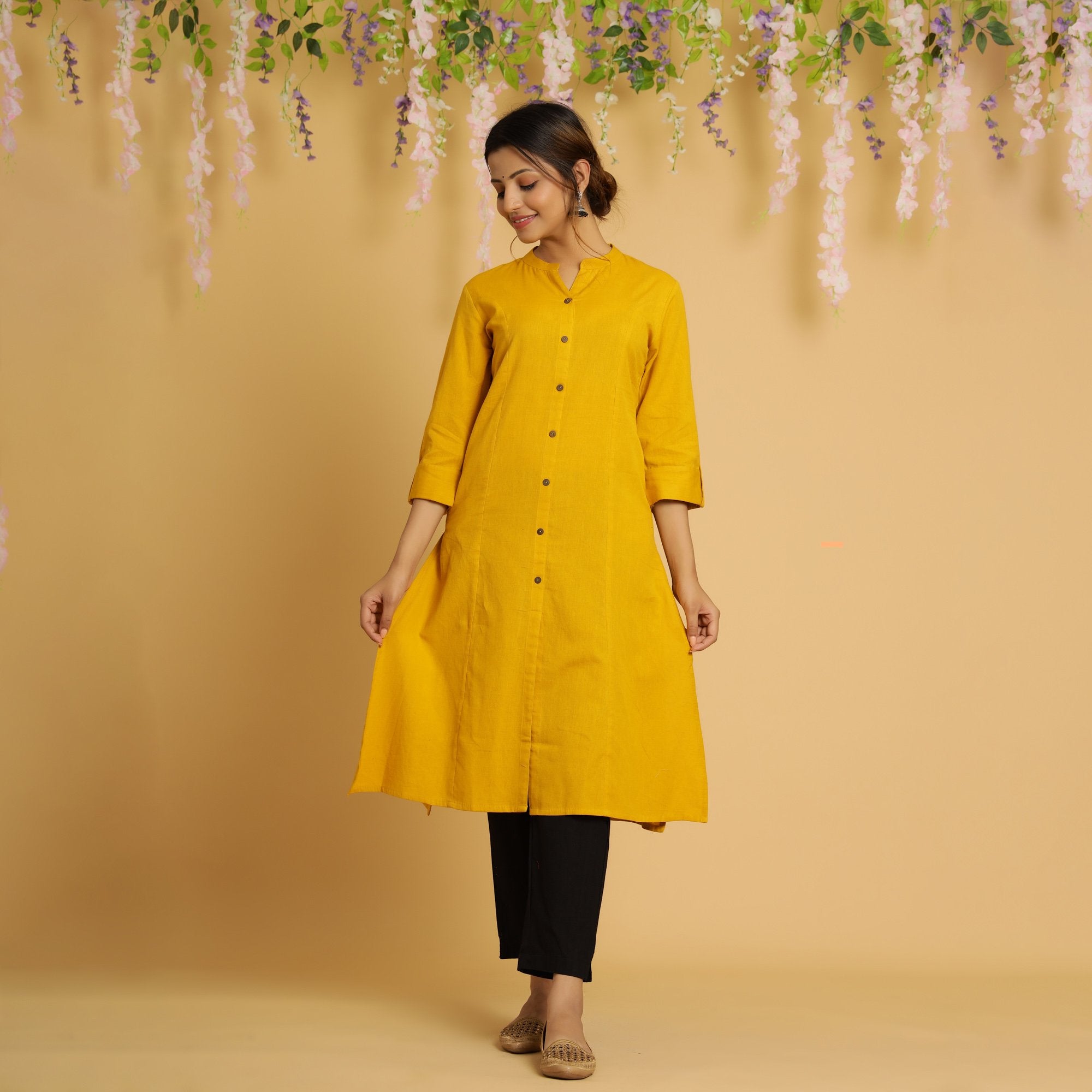 Rang Deep Yellow Cotton FLex Kurta