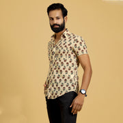 Sanskruti Homes Ivory Cotton Printed Shirt ( half sleeves )