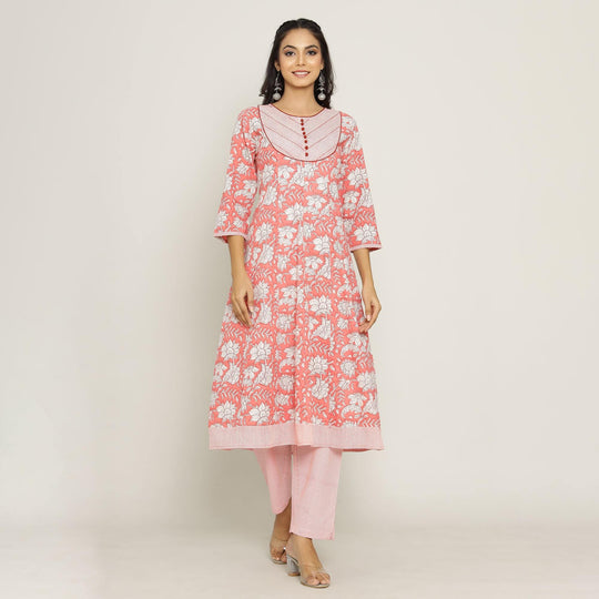 Rang Deep Women Pink Cotton Kurti