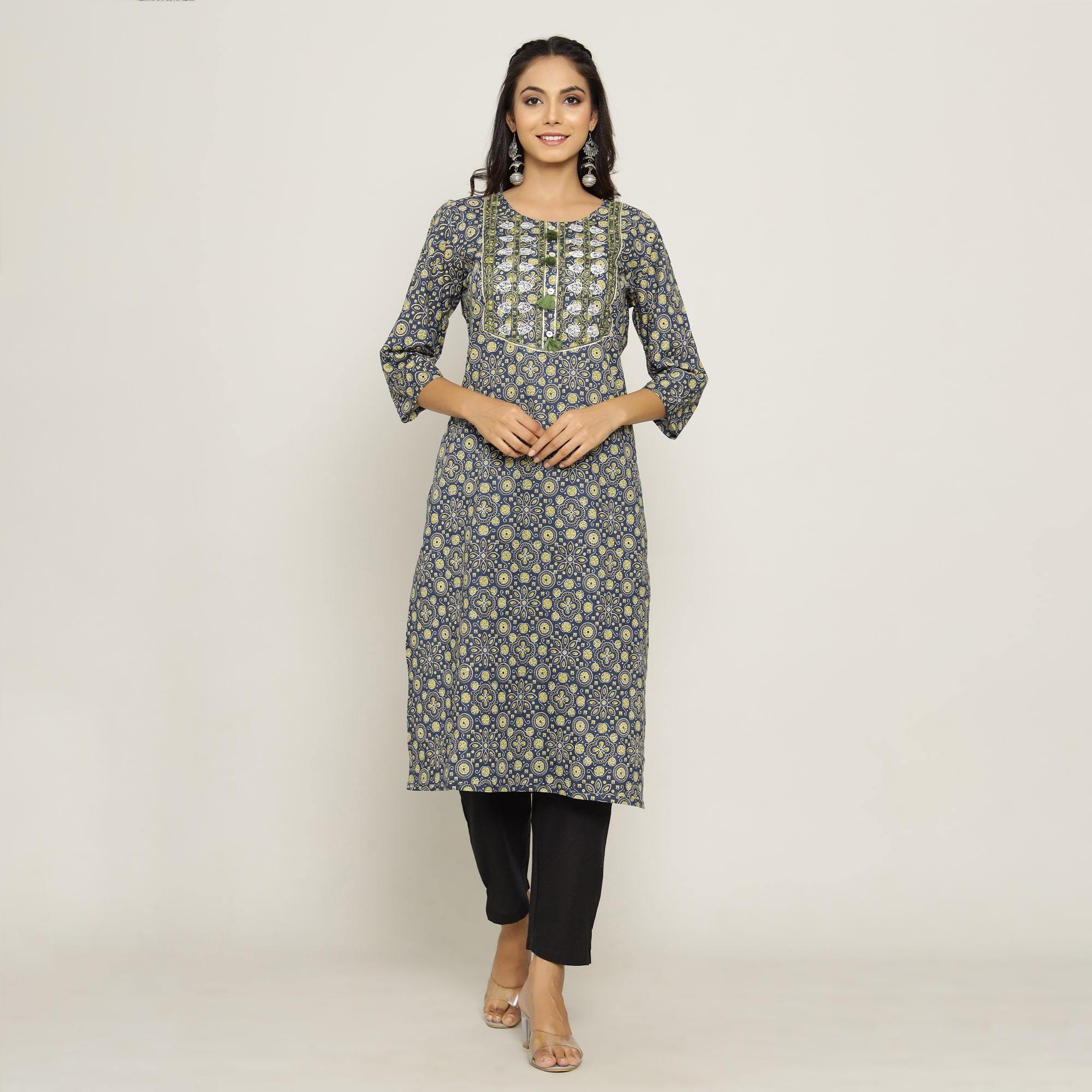 Rang Deep Women Blue Cotton Kurti