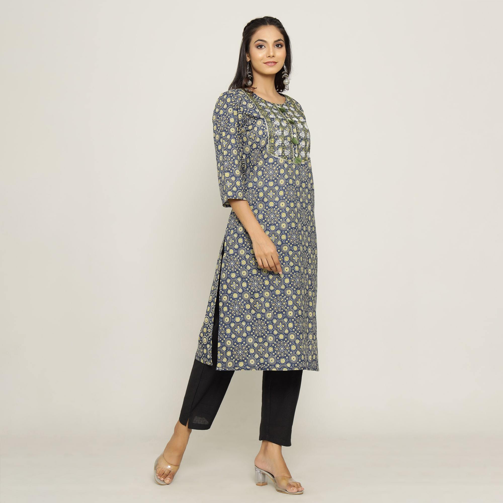 Rang Deep Women Blue Cotton Kurti