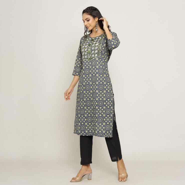 Rang Deep Women Blue Cotton Kurti