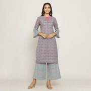 Rang Deep Women Set of SkyBlue Cotton Kurti With Palazzo