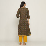 Rang Deep Women Green Cotton Kurti with plazzo
