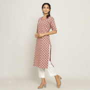 Rangdeep Brown printed Calf length Cotton Kurti